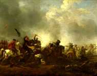 Philips Wouwermans - Cavalry attacking Infantry